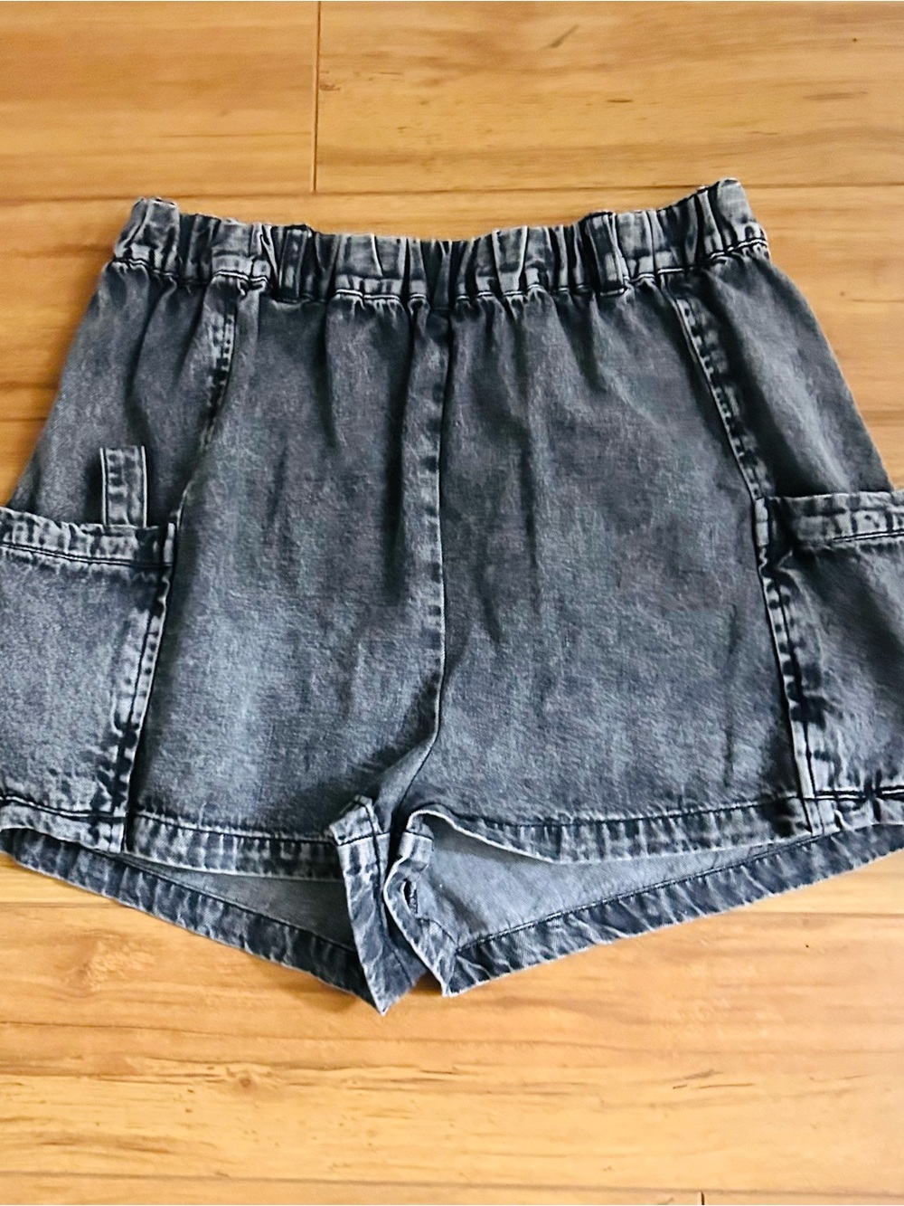 BB Dakota by Steve Madden Washed Black Elastic Waist Denim Shorts